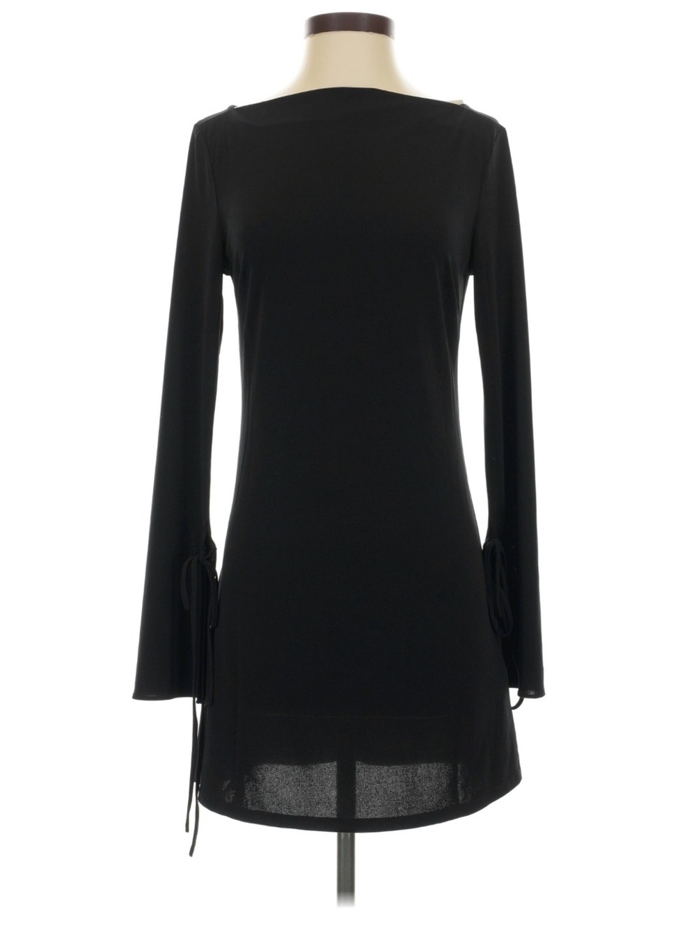 Urban Outfitters Black Long-Sleeve Open Back Tie-Sleeve Mini Dress